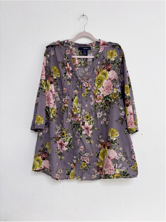 denim24/7 Tops - Women's denim24/7 Purple Floral Tunic Top Plus Size 24W Cotton